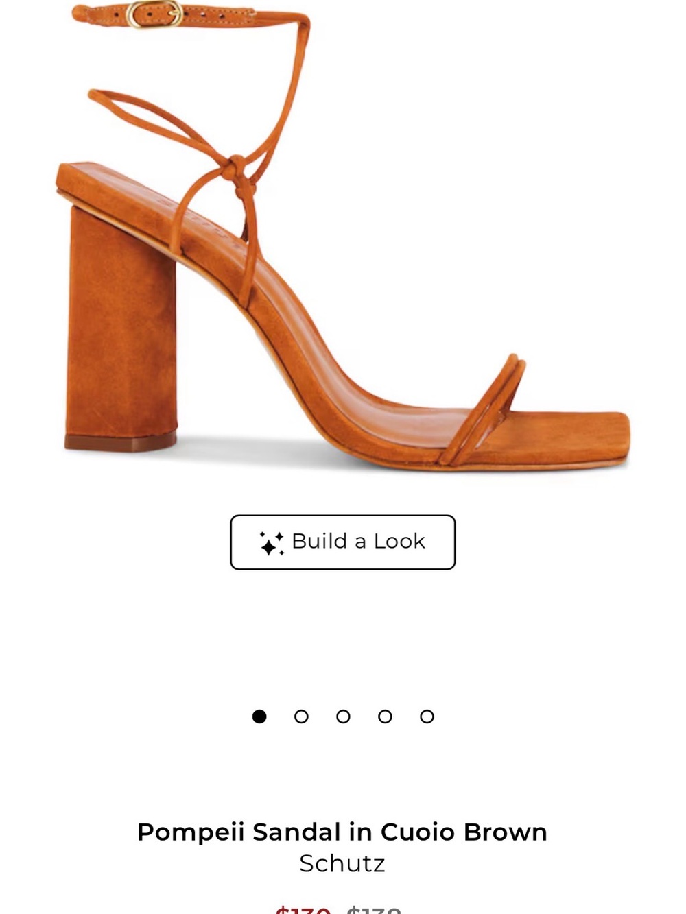 SCHUTZ Pompeii Ankle-Tie Sandal in Cuoio Brown